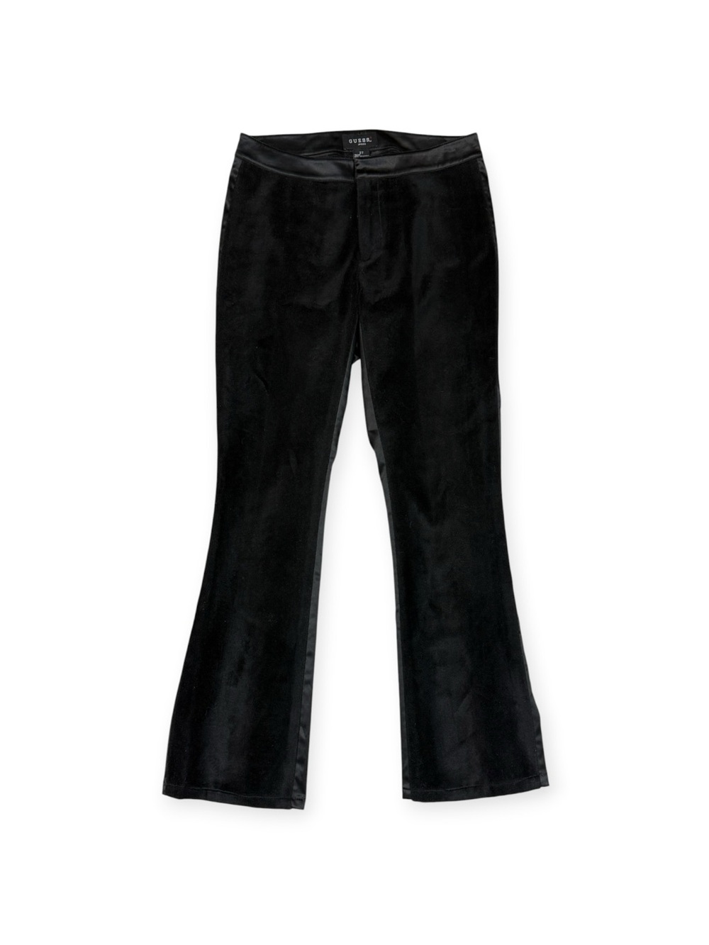 90s Vintage GUESS Black Velvet and Satin Flare Pants